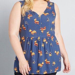 Modcloth Donkey Pinata print sleeveless tunic top 3X